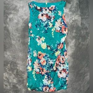 Bisou Bisou Michelle Bohbot Green Floral Dress - Size 12
